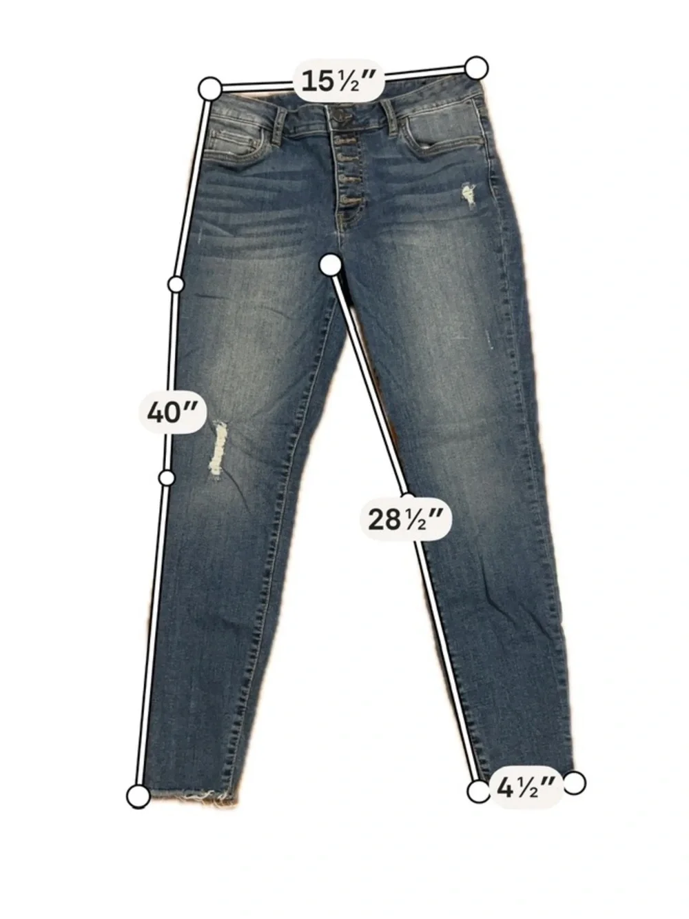 Kut from the Kloth High-Rise Button-Fly Distressed Jeans - Blue Size 6